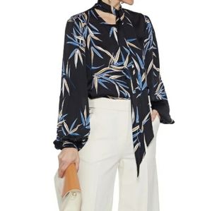 Equipment Black and Blue Floral Blouse